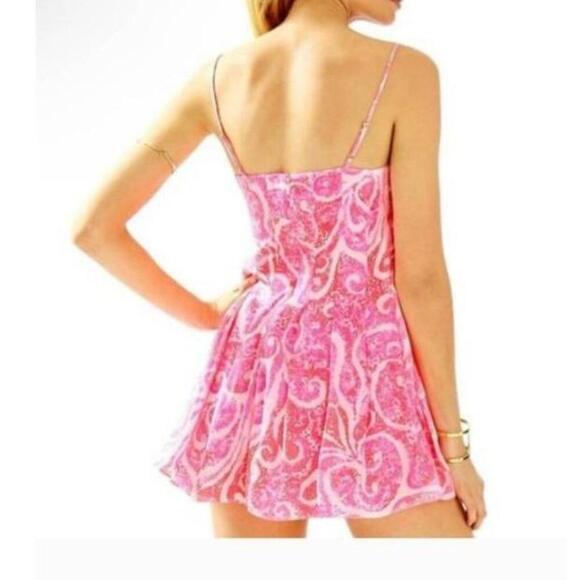 Lilly Pulitzer Dress Womens 6 Pink Adjustable Straps Preppy Resort Romper - Picture 12 of 13